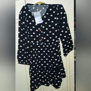 Primark-NWT- BLACK GIRLS DRESS WHITE HEARTS & 2PK NWT-TIGHTS